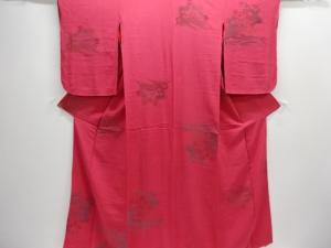 大正ロマン　錦紗槌車模様織り出し漆着物